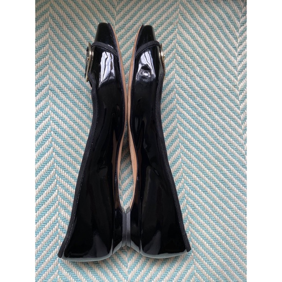 JIMMY CHOO Black Patent Leather Gold Buckle Flats - Picture 6 of 16